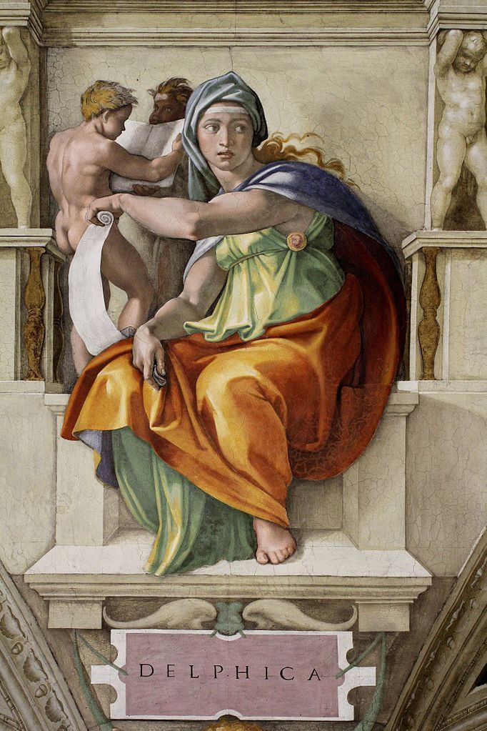 Detalle de una sibila en la decoración de la Capilla Sixtina